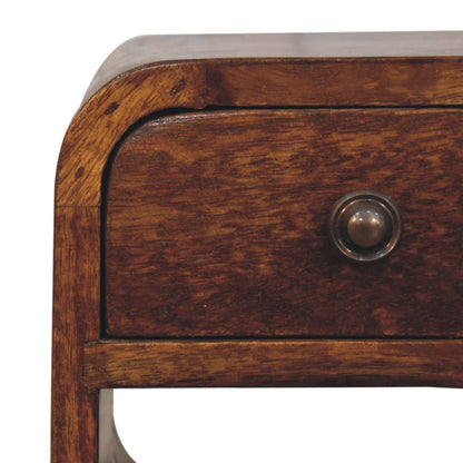 Cagliari Small Chestnut Curve Lower Bedside Table