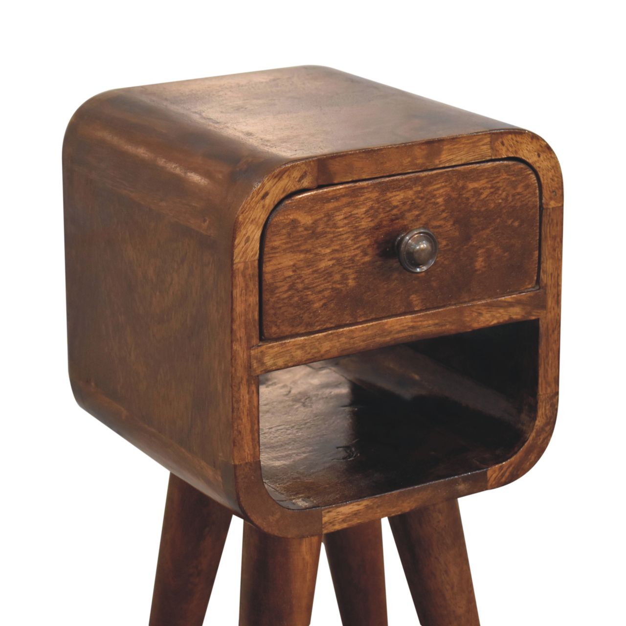 Cagliari Small Chestnut Curve Lower Bedside Table