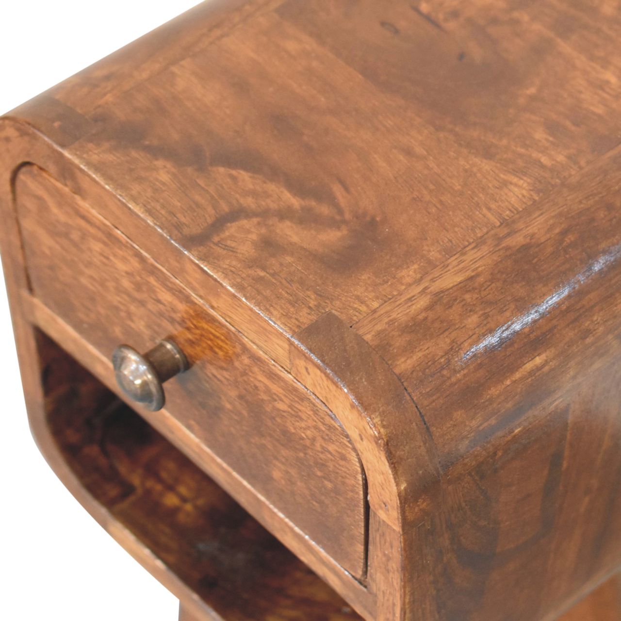 Cagliari Small Chestnut Curve Lower Bedside Table