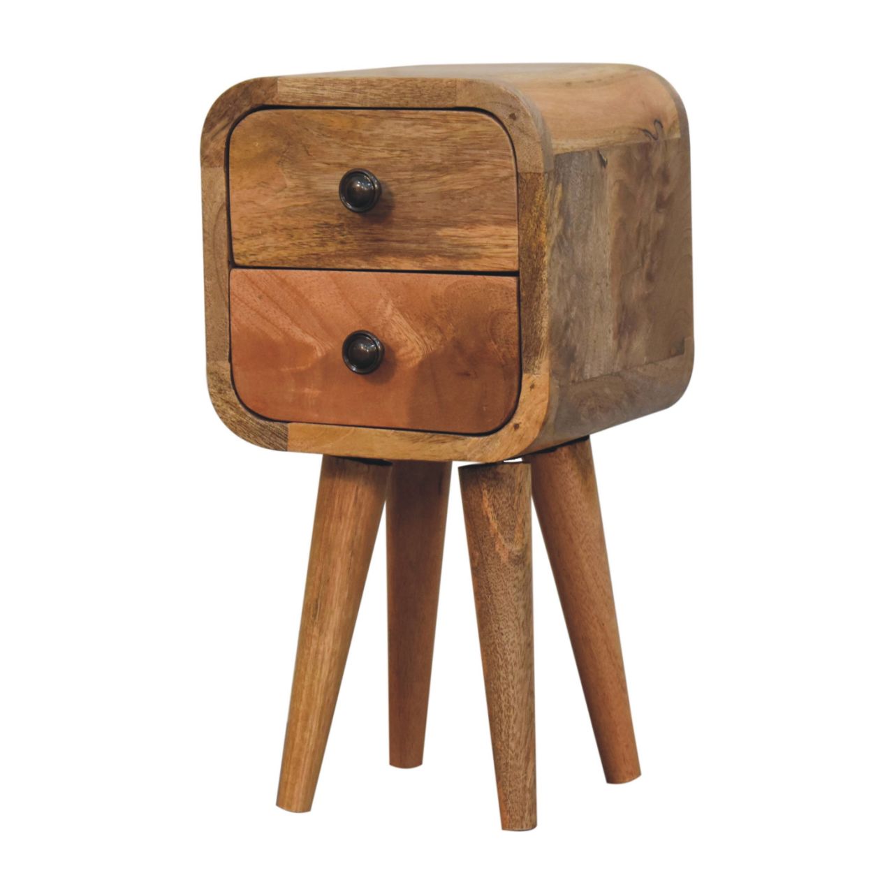 Cagliari Small 2 Drawer Curved Mango Wood Bedside