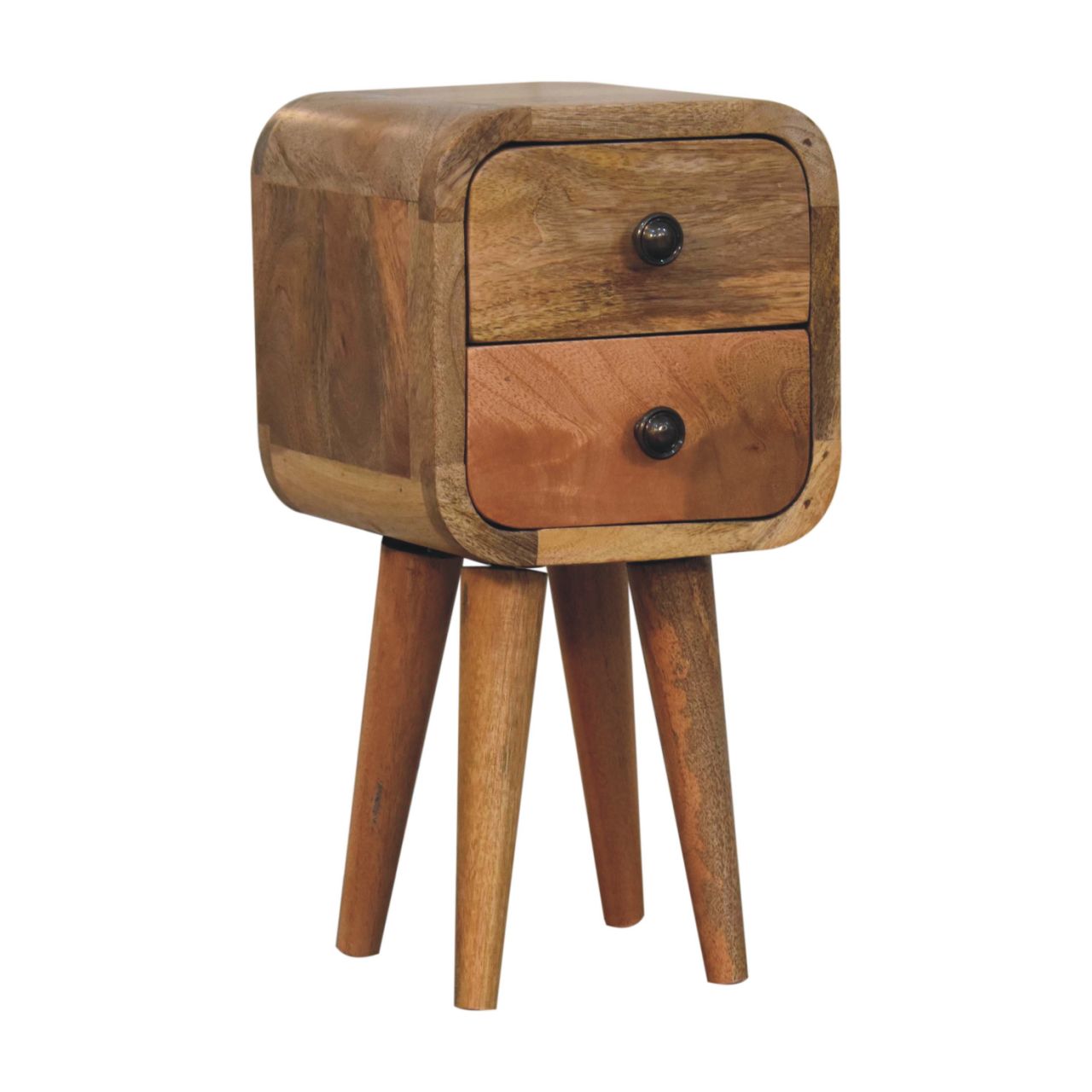 Cagliari Small 2 Drawer Curved Mango Wood Bedside