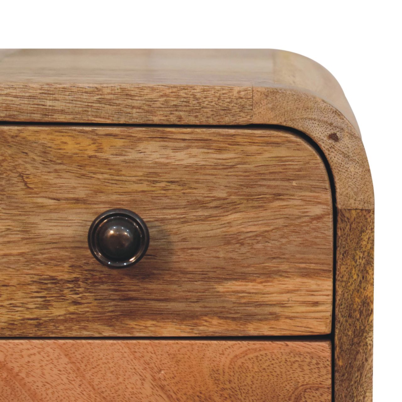 Cagliari Small 2 Drawer Curved Mango Wood Bedside