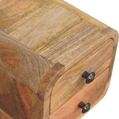Cagliari Small 2 Drawer Curved Mango Wood Bedside