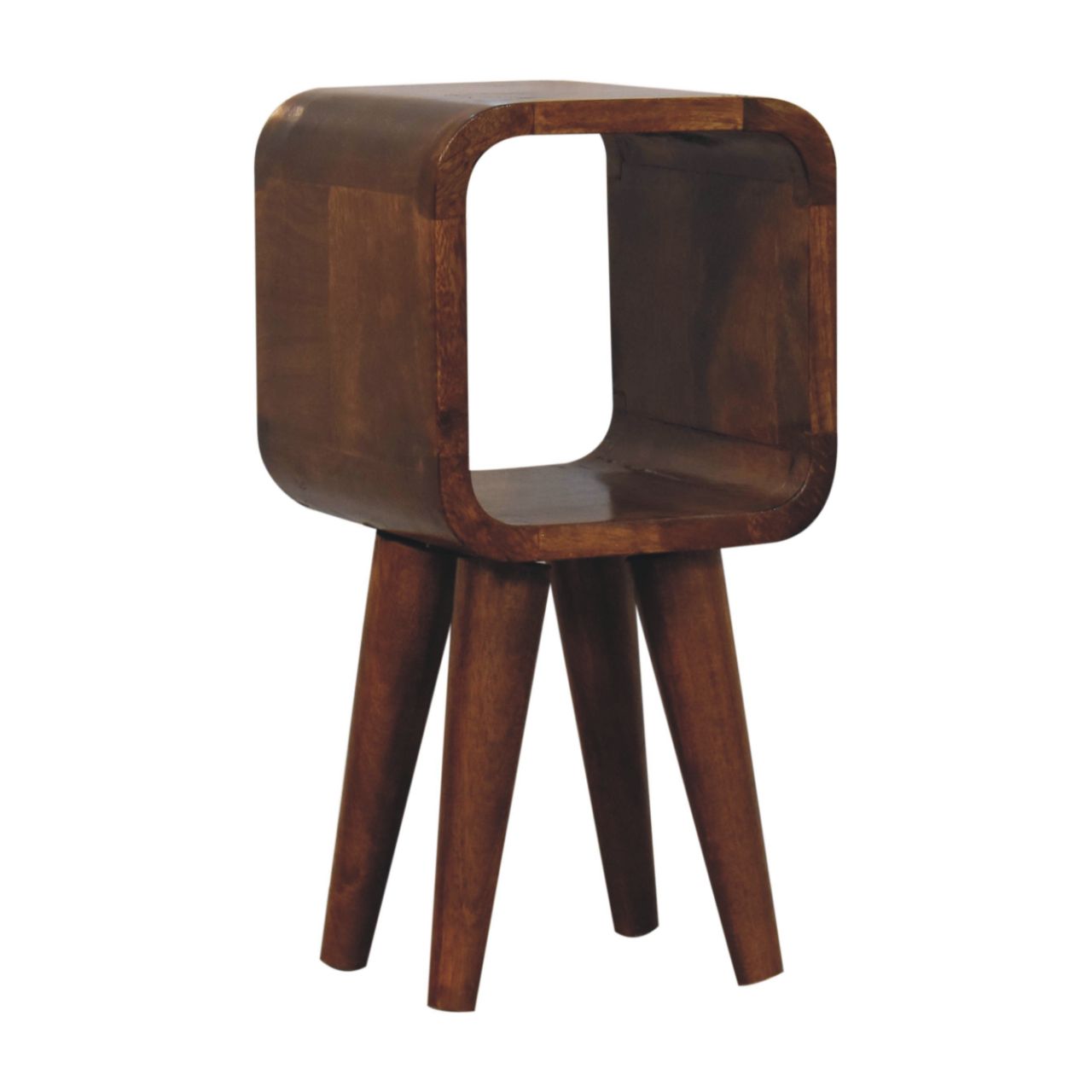 Cagliari Minimalist Open Curved Chestnut Bedside Table