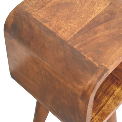 Cagliari Minimalist Open Curved Chestnut Bedside Table