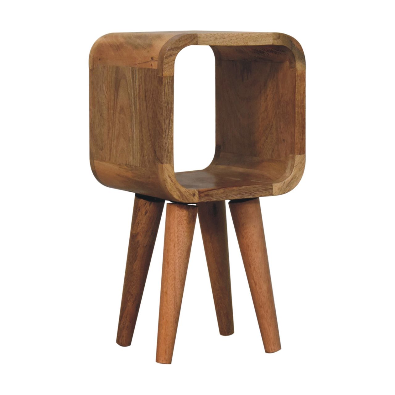 Cagliari Minimalist Open Curved Mango Wood Bedside Table