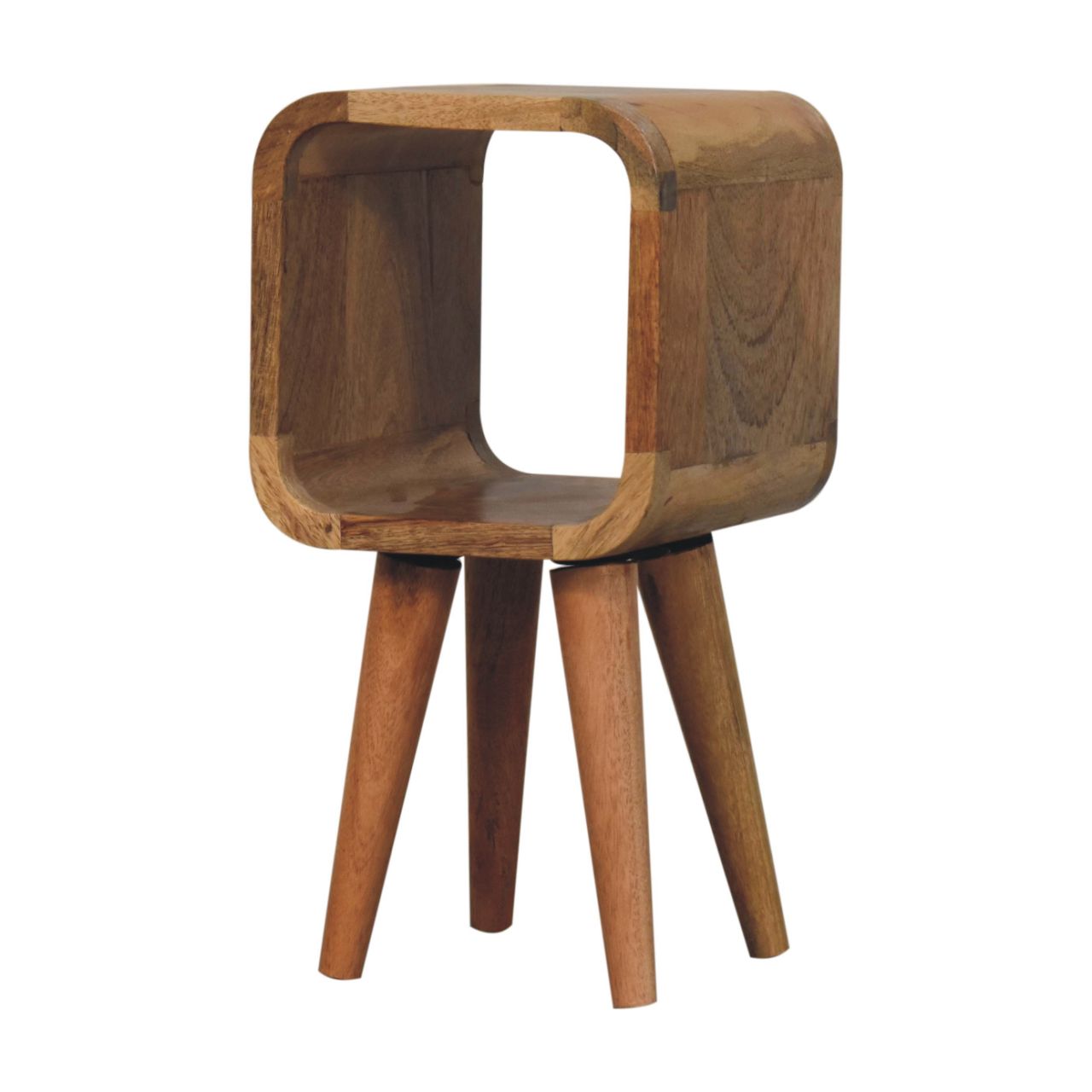 Cagliari Minimalist Open Curved Mango Wood Bedside Table