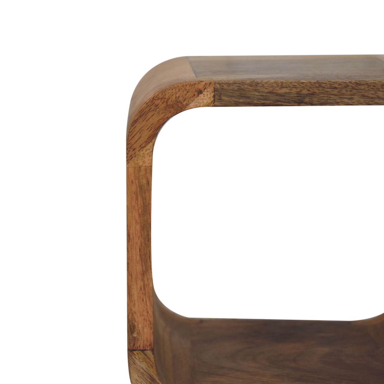 Cagliari Minimalist Open Curved Mango Wood Bedside Table