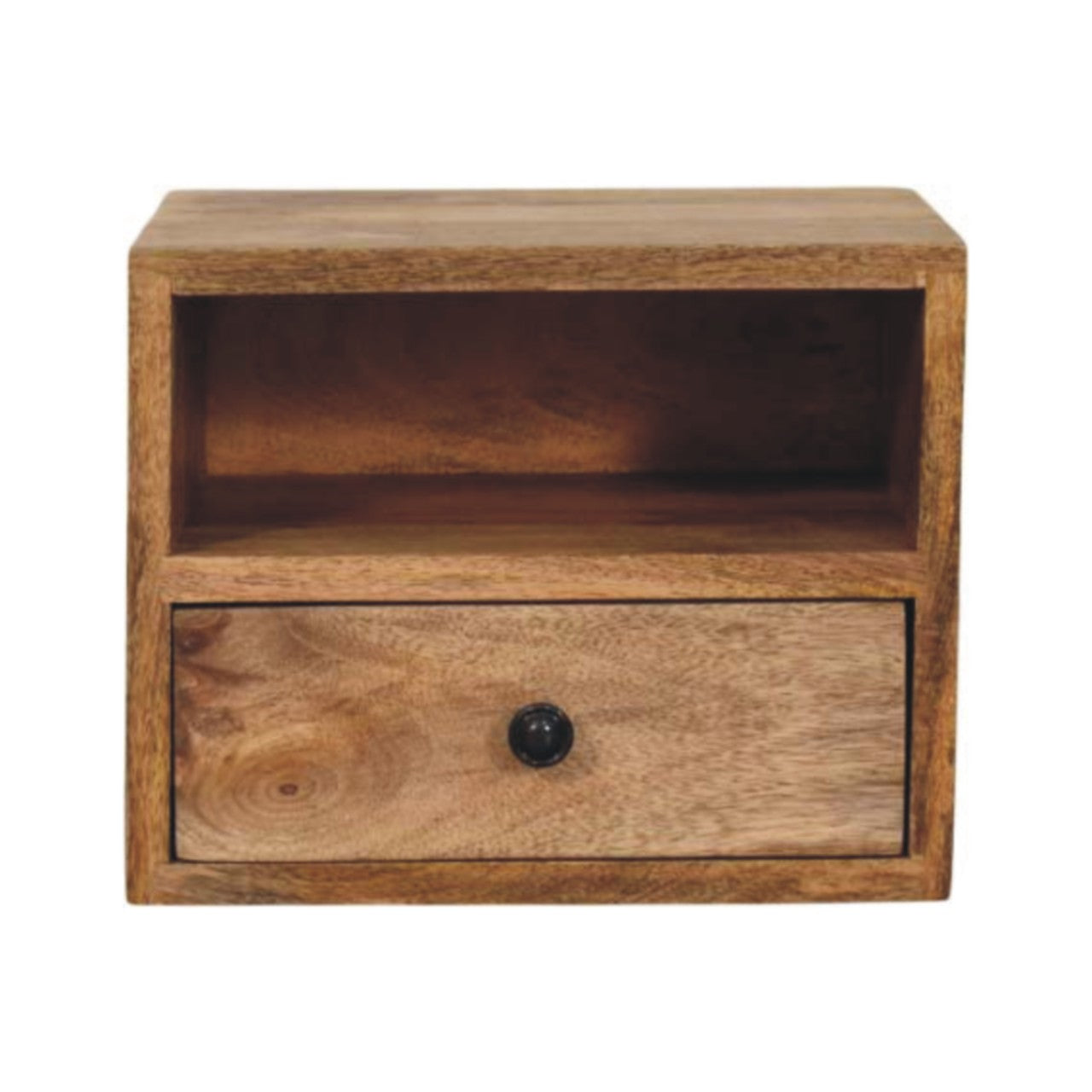 Trieste 1 Drawer and Shelf Mango Wood Wall Mounted Nightstand