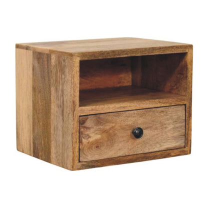 Trieste 1 Drawer and Shelf Mango Wood Wall Mounted Nightstand