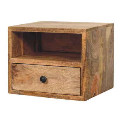 Trieste 1 Drawer and Shelf Mango Wood Wall Mounted Nightstand
