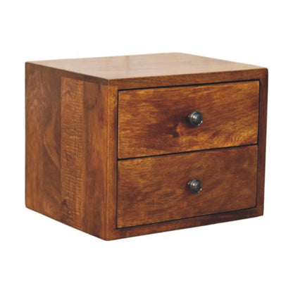 Cortina 2 Drawer Mango Wood Wall Mounted Bedside Table