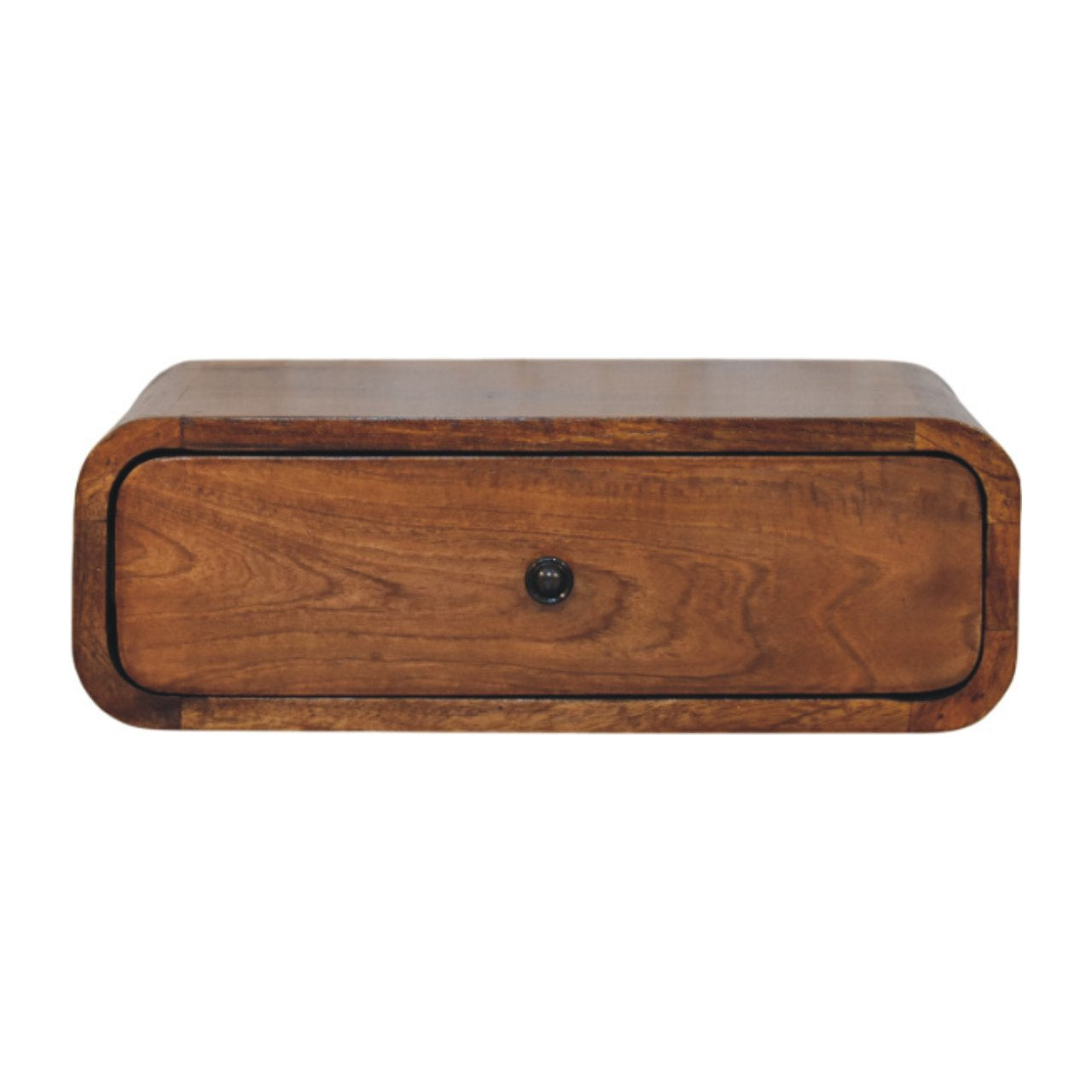 Udine Wall-Mounted Natural Mango Wood Bedside Table with Drawer