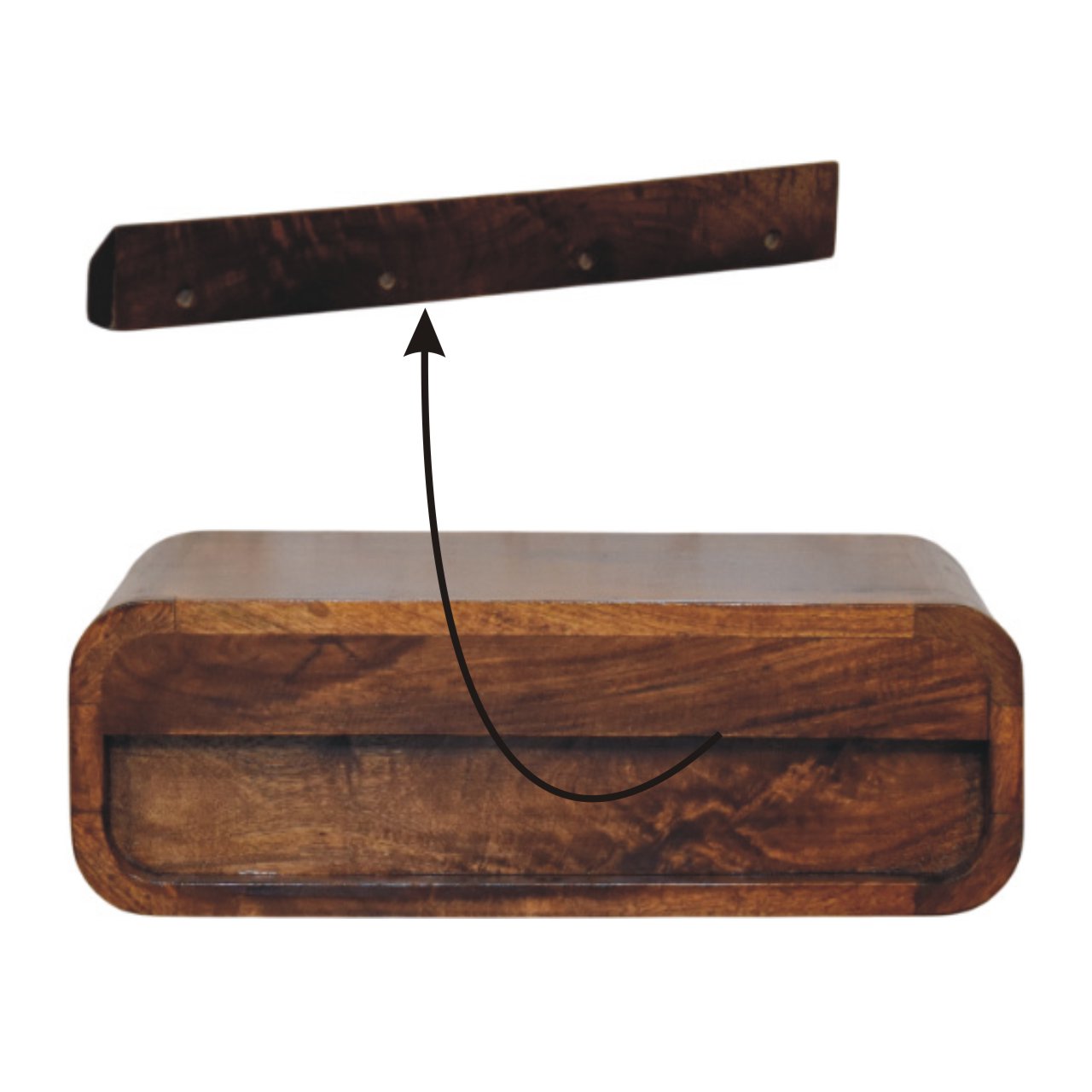 Udine Wall-Mounted Natural Mango Wood Bedside Table with Drawer