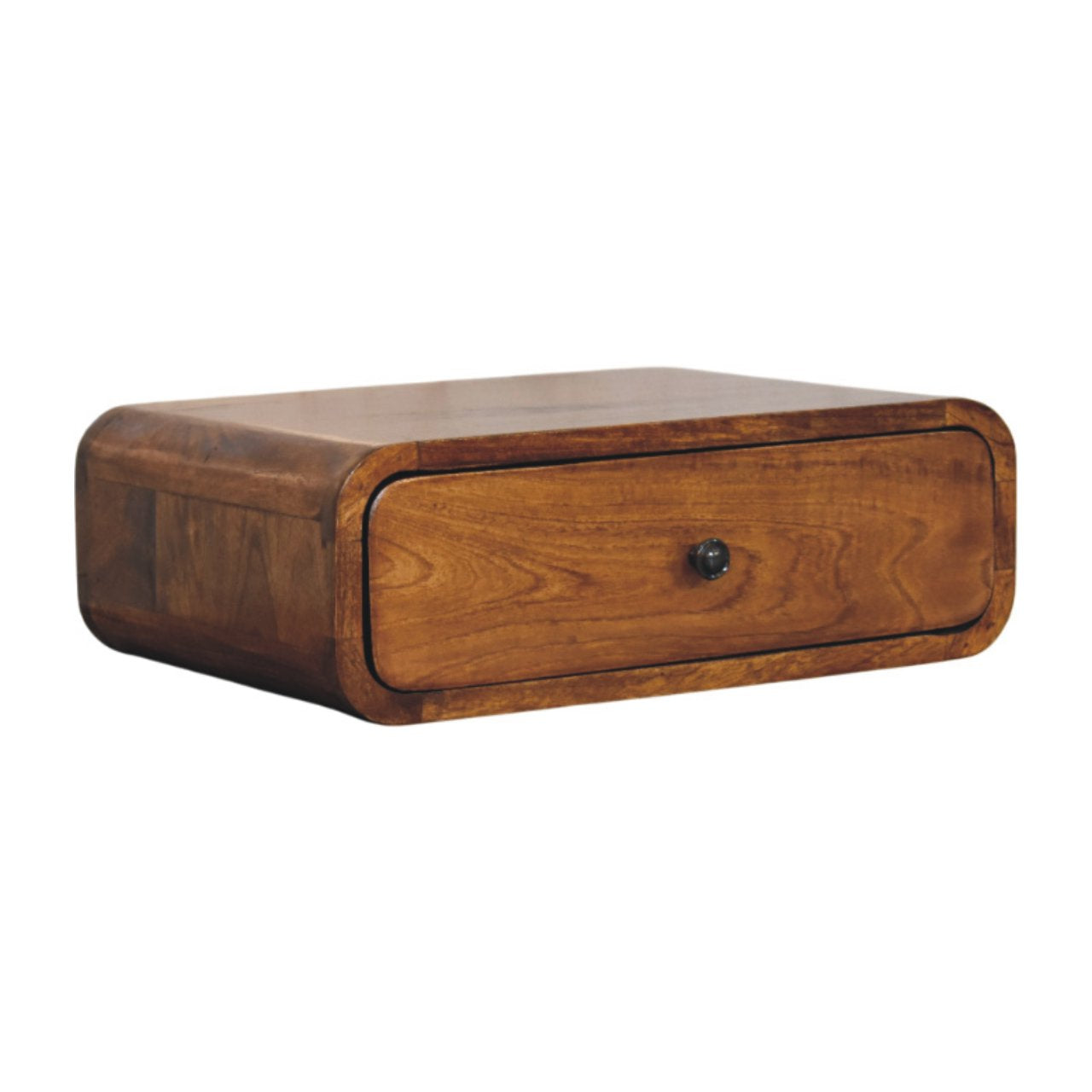 Udine Wall-Mounted Natural Mango Wood Bedside Table with Drawer