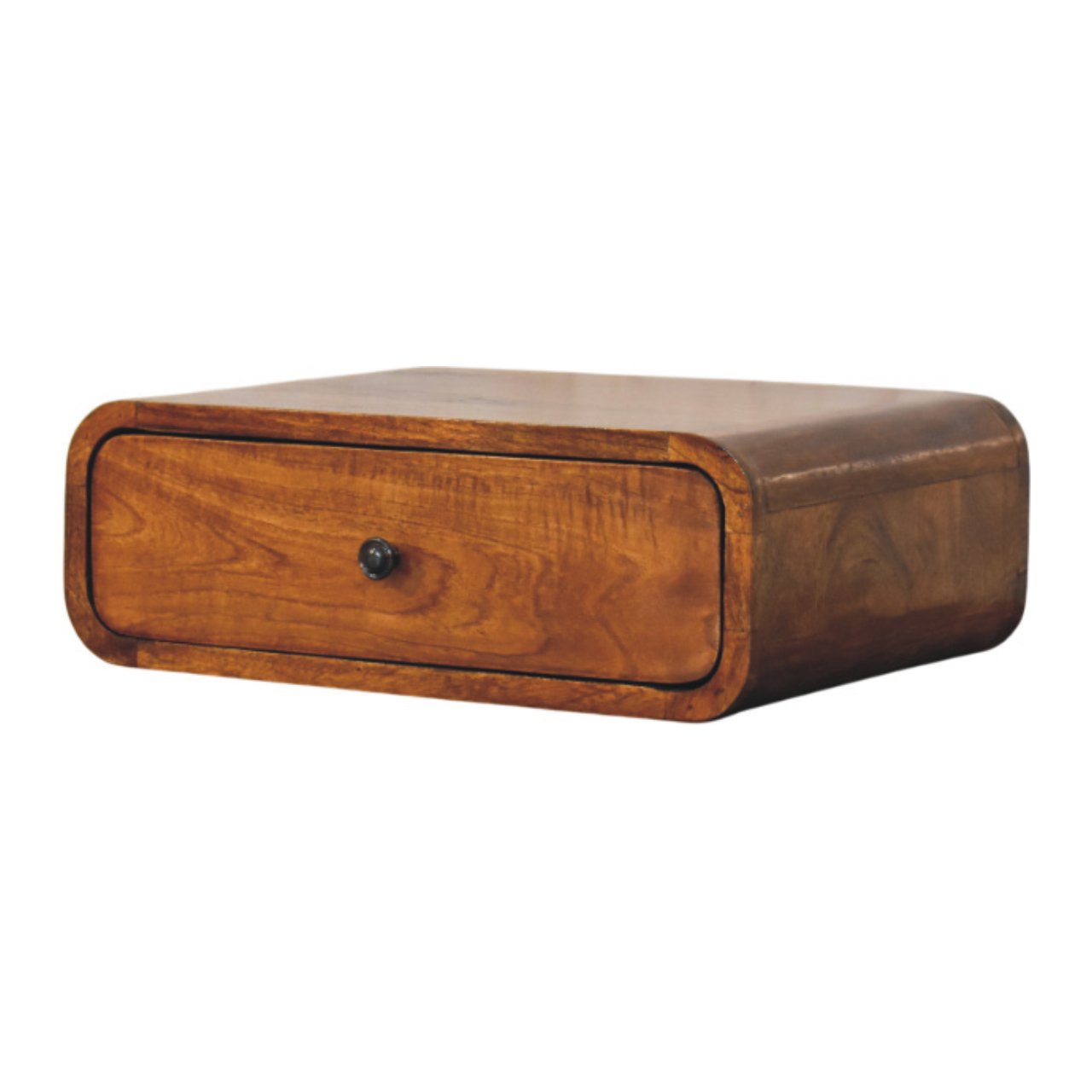 Udine Wall-Mounted Natural Mango Wood Bedside Table with Drawer