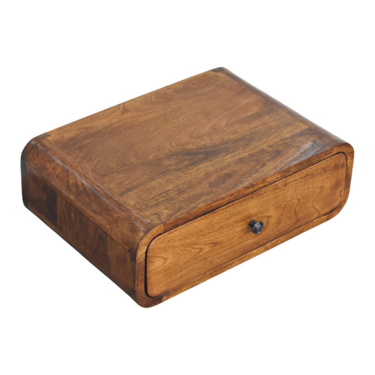 Udine Wall-Mounted Natural Mango Wood Bedside Table with Drawer