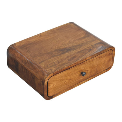 Udine Wall-Mounted Natural Mango Wood Bedside Table with Drawer