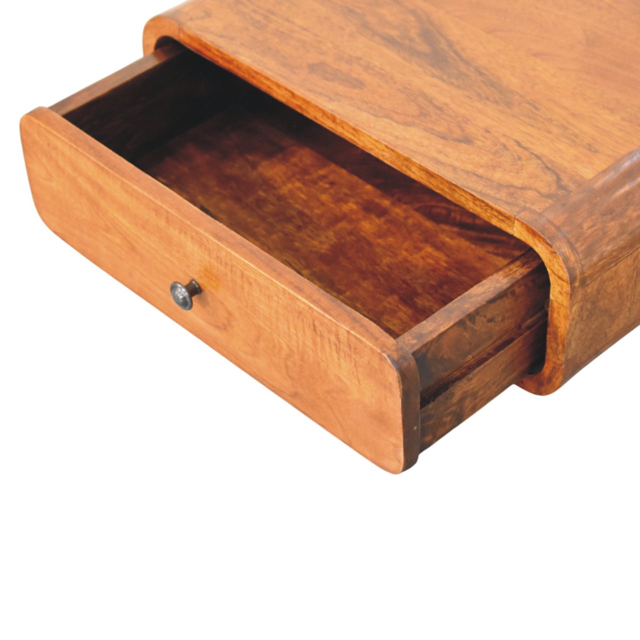 Udine Wall-Mounted Natural Mango Wood Bedside Table with Drawer