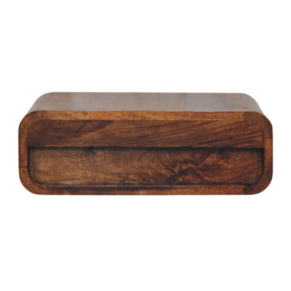Udine Wall-Mounted Natural Mango Wood Bedside Table with Drawer