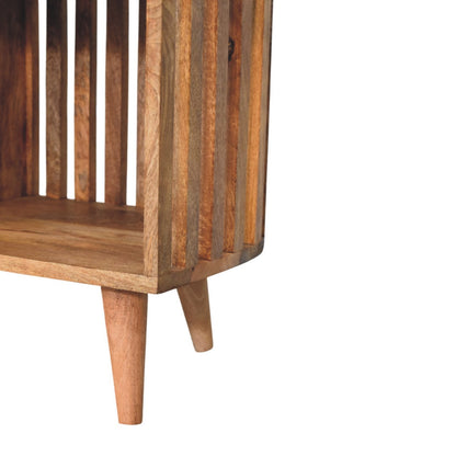 Padua Mango Wood Slatted Bench with Buffalo Leather Seat