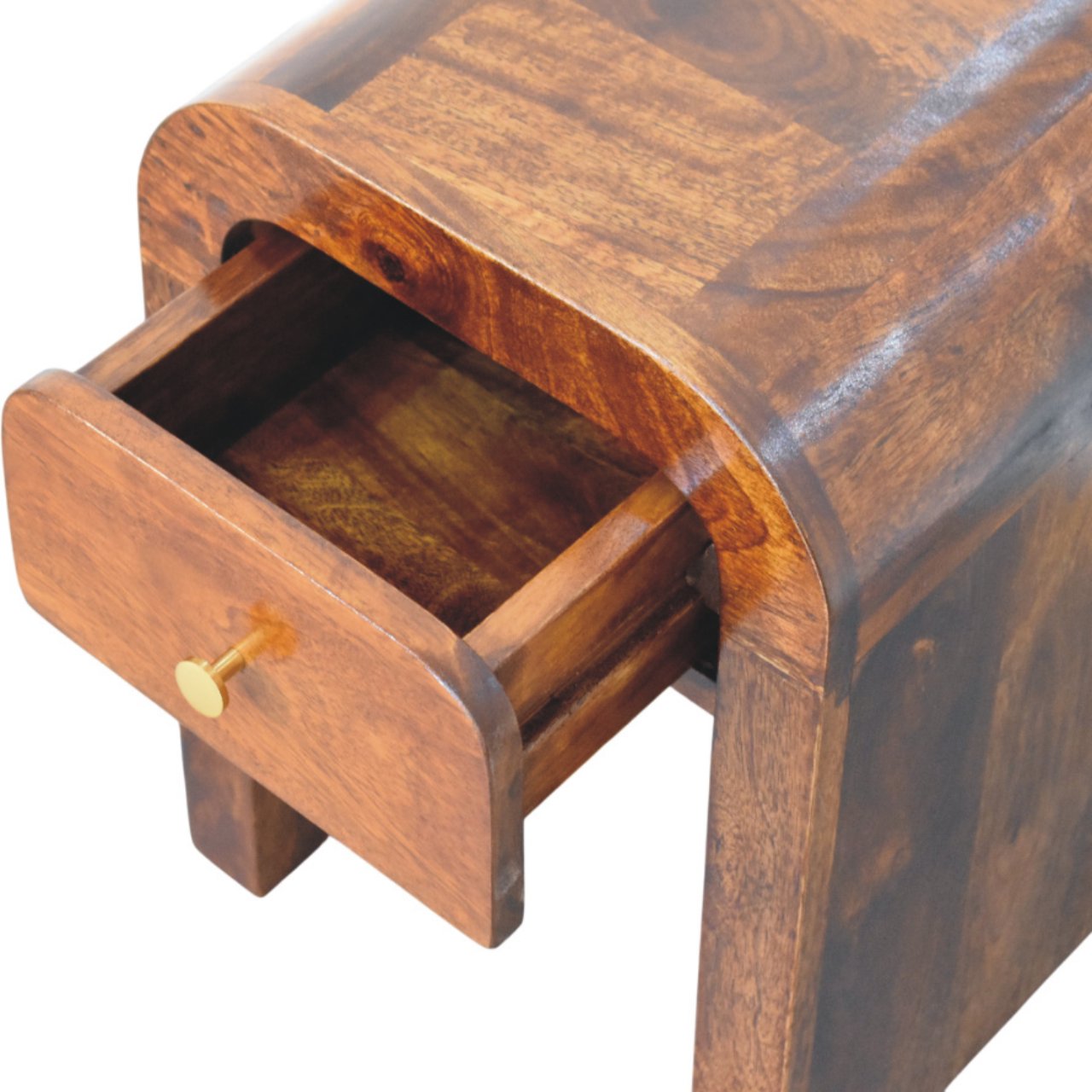 Chioggia Mango Wood Bedside Table with Curved Edges