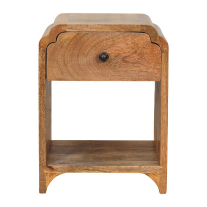 Paris Natural Mango Wood Nightstand with Drawer and Shelf