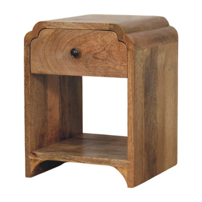 Paris Natural Mango Wood Nightstand with Drawer and Shelf
