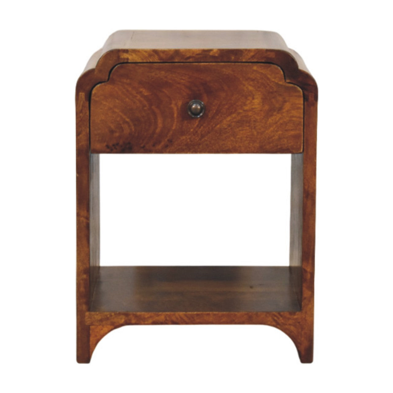 Paris Mango Wood Bedside Table with a Drawer and Shelf