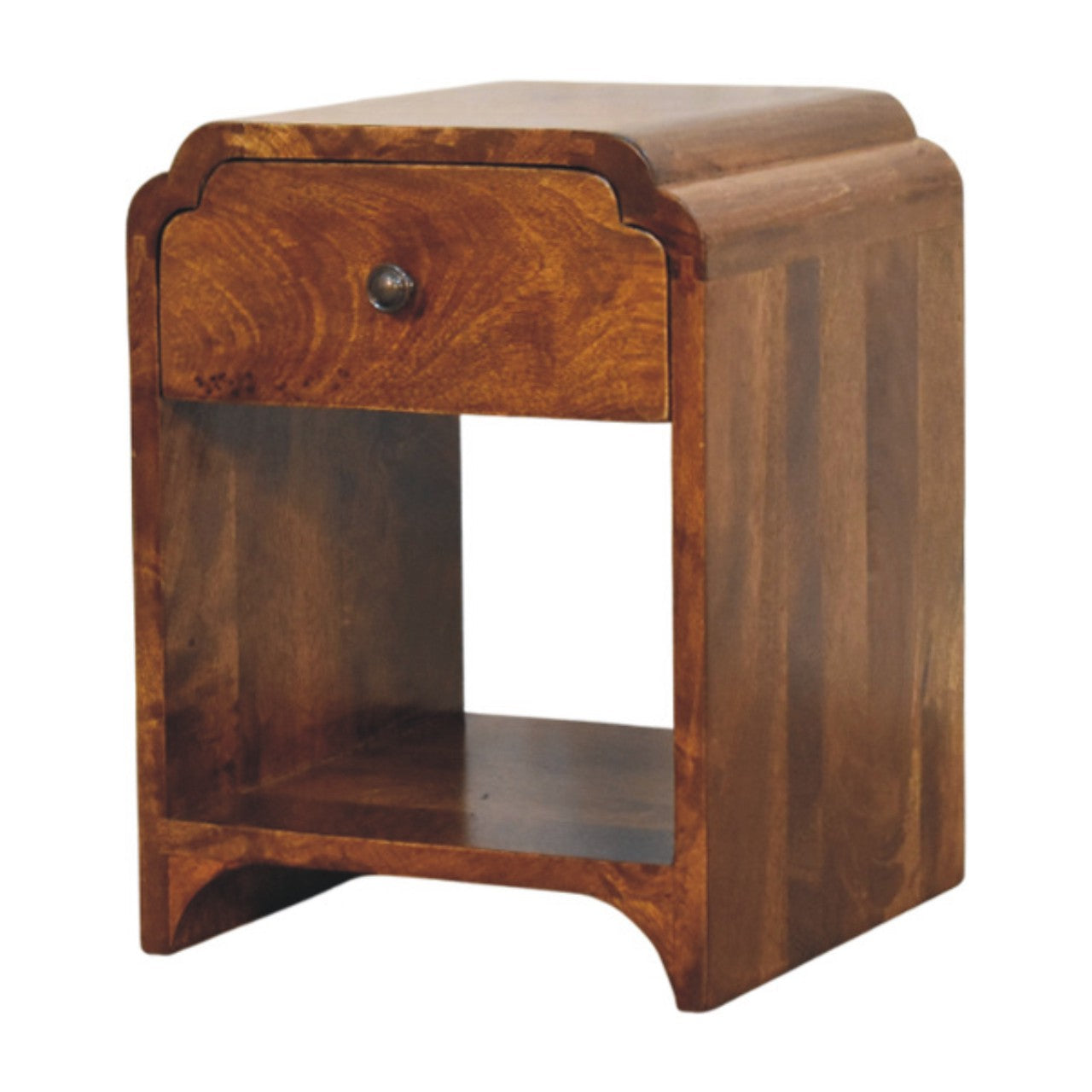 Paris Mango Wood Bedside Table with a Drawer and Shelf