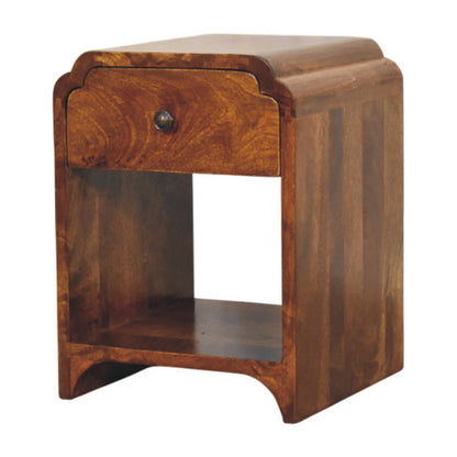 Paris Mango Wood Bedside Table with a Drawer and Shelf