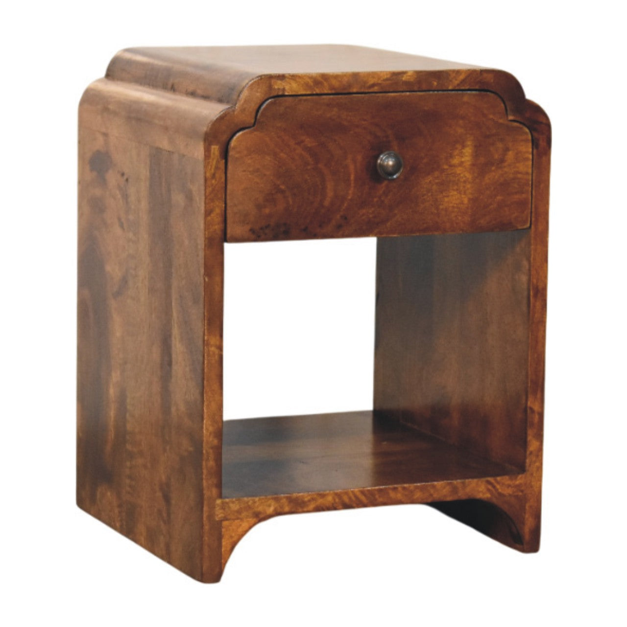 Paris Mango Wood Bedside Table with a Drawer and Shelf