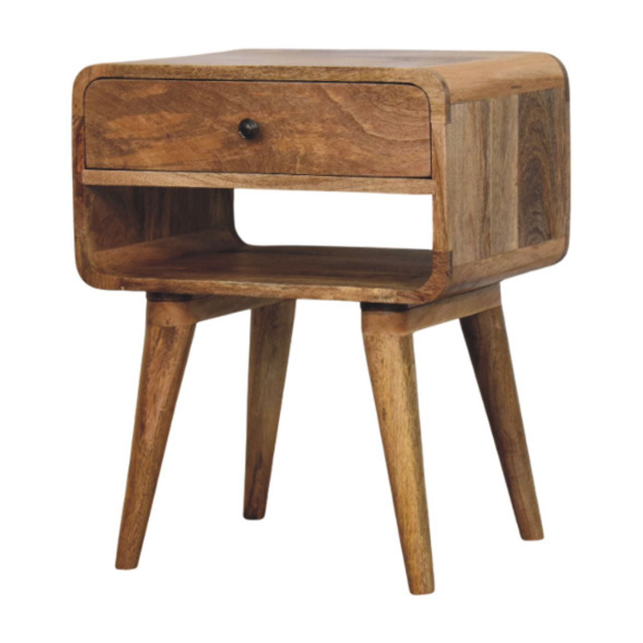 Taormina Natural Mango Wood Nightstand with Drawer and Shelf