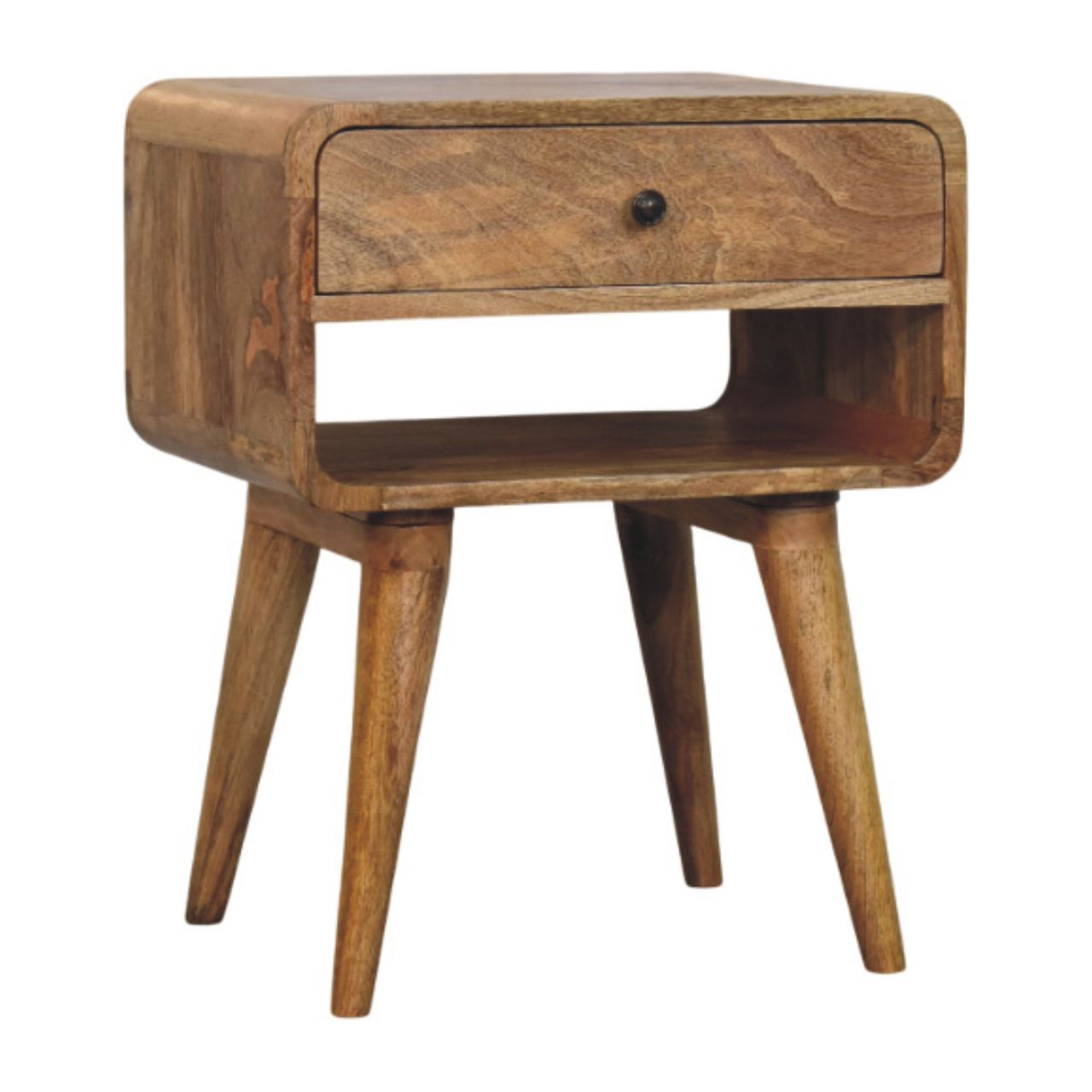 Taormina Natural Mango Wood Nightstand with Drawer and Shelf