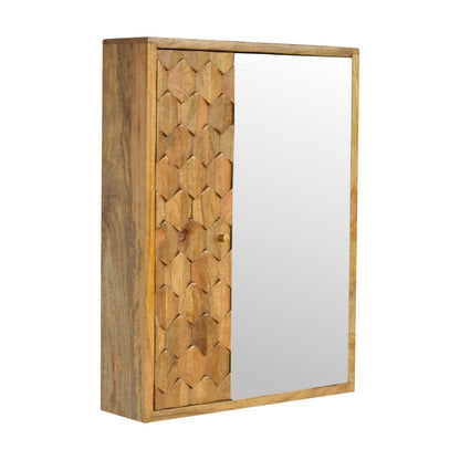 Otranto Pineapple Carved Mango Wood Mirror Cabinet