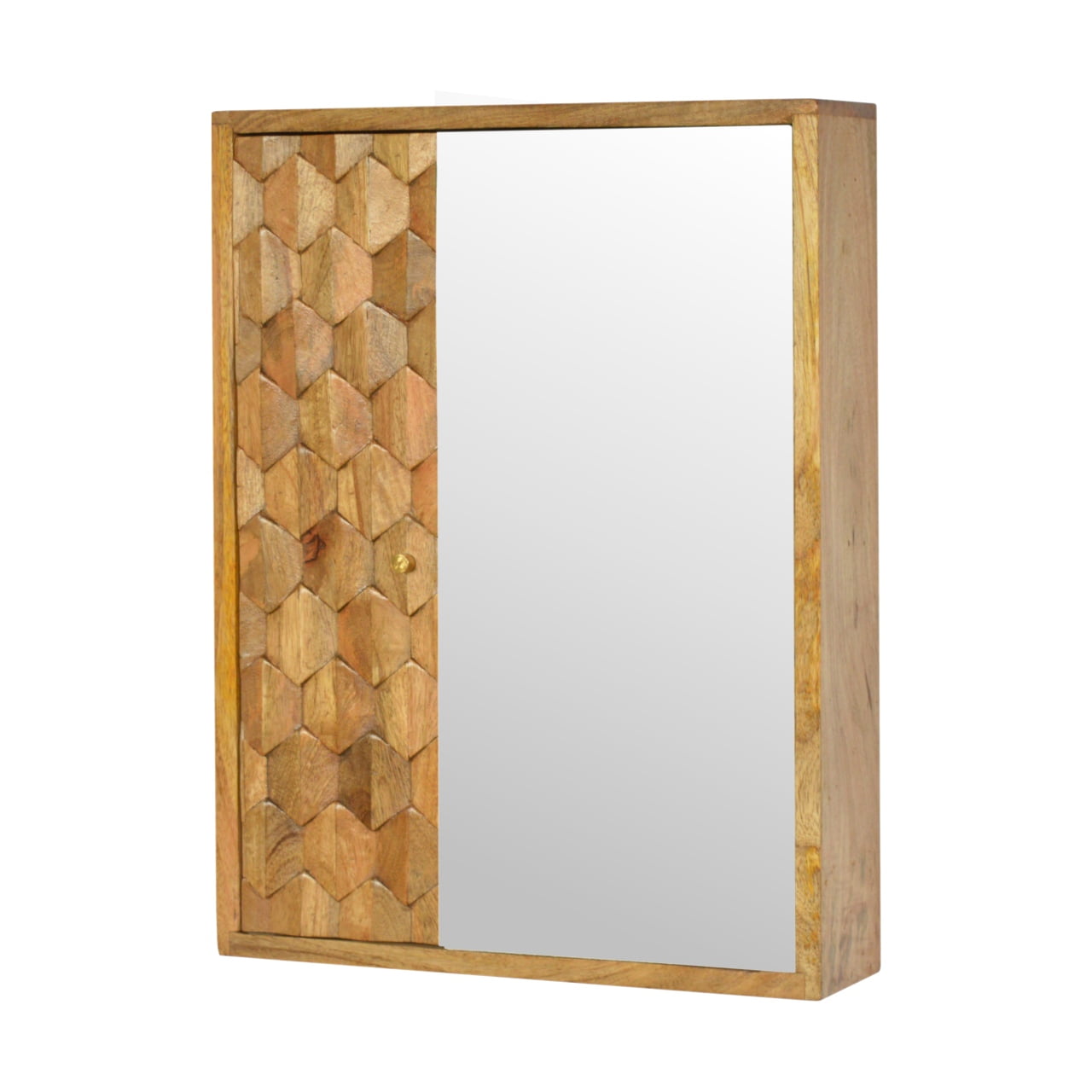 Otranto Pineapple Carved Mango Wood Mirror Cabinet