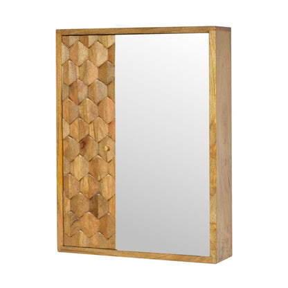 Otranto Pineapple Carved Mango Wood Mirror Cabinet