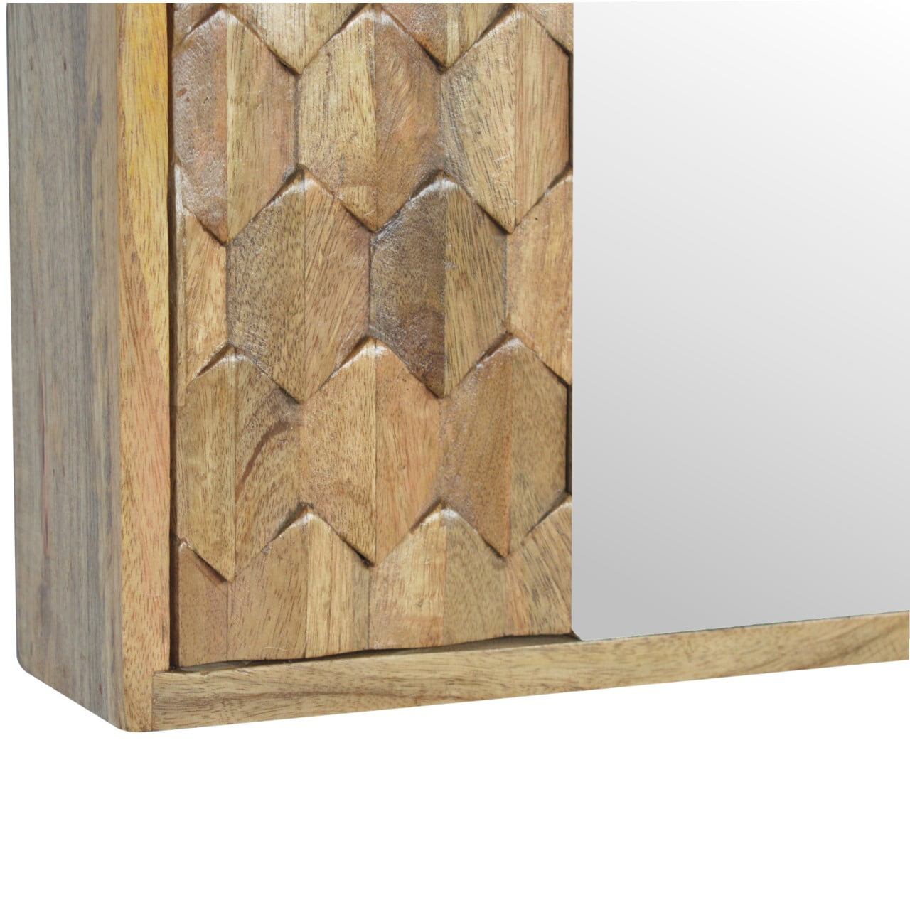 Otranto Pineapple Carved Mango Wood Mirror Cabinet