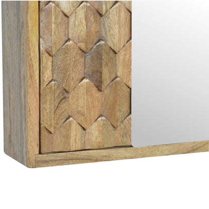 Otranto Pineapple Carved Mango Wood Mirror Cabinet