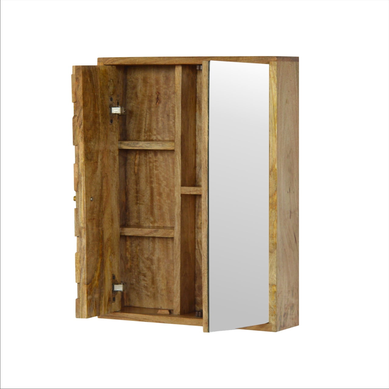 Otranto Pineapple Carved Mango Wood Mirror Cabinet