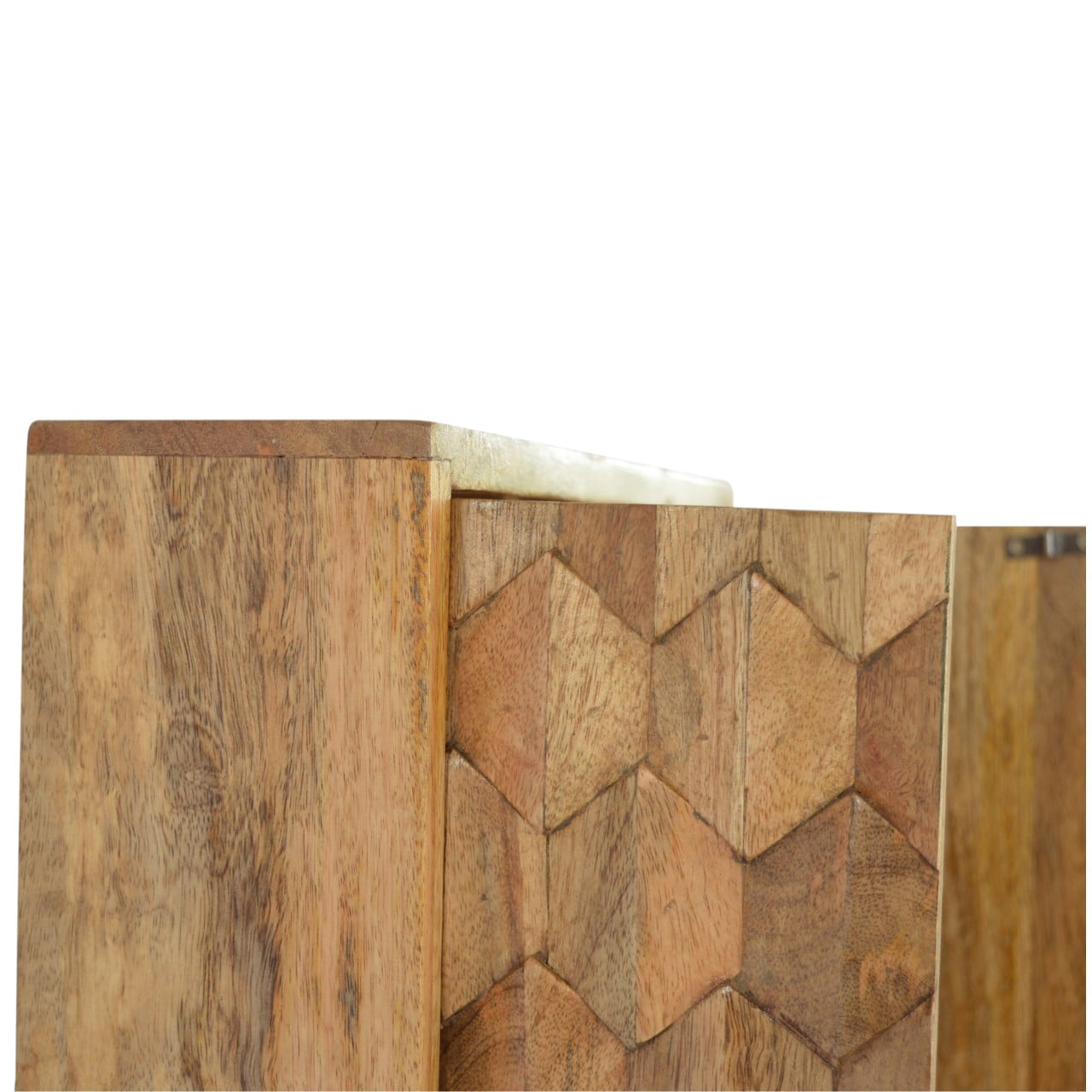 Otranto Pineapple Carved Mango Wood Mirror Cabinet