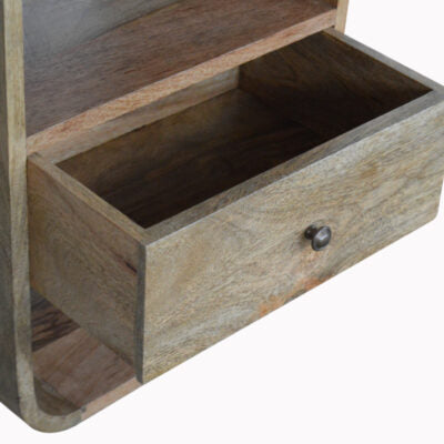 Vitré Open Shelf Mango Wood Bedside Table with Drawer