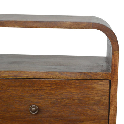 Bologna Chestnut Mango Wood Curve 2 Drawer Bedside Table