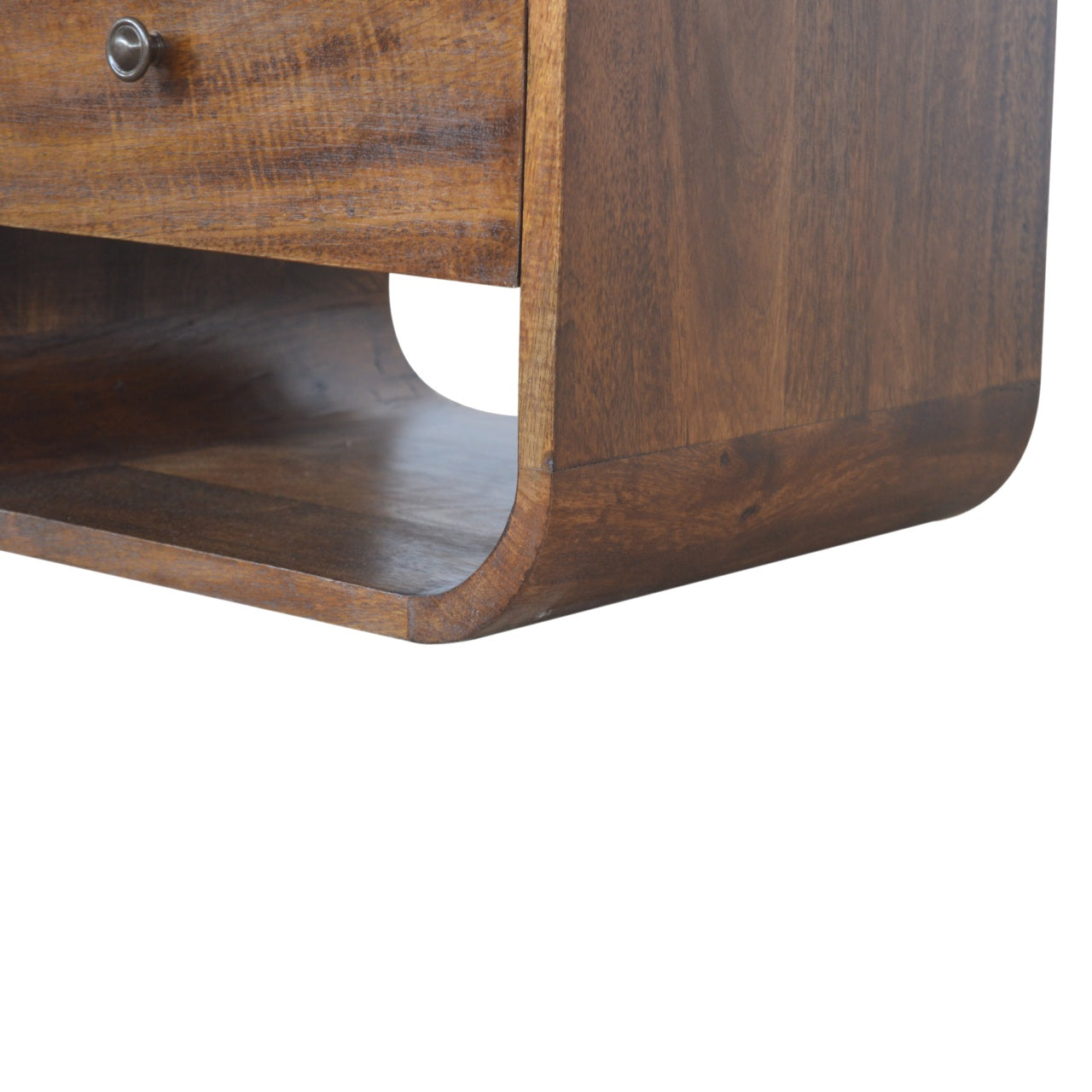Bologna Chestnut Mango Wood Curve 2 Drawer Bedside Table