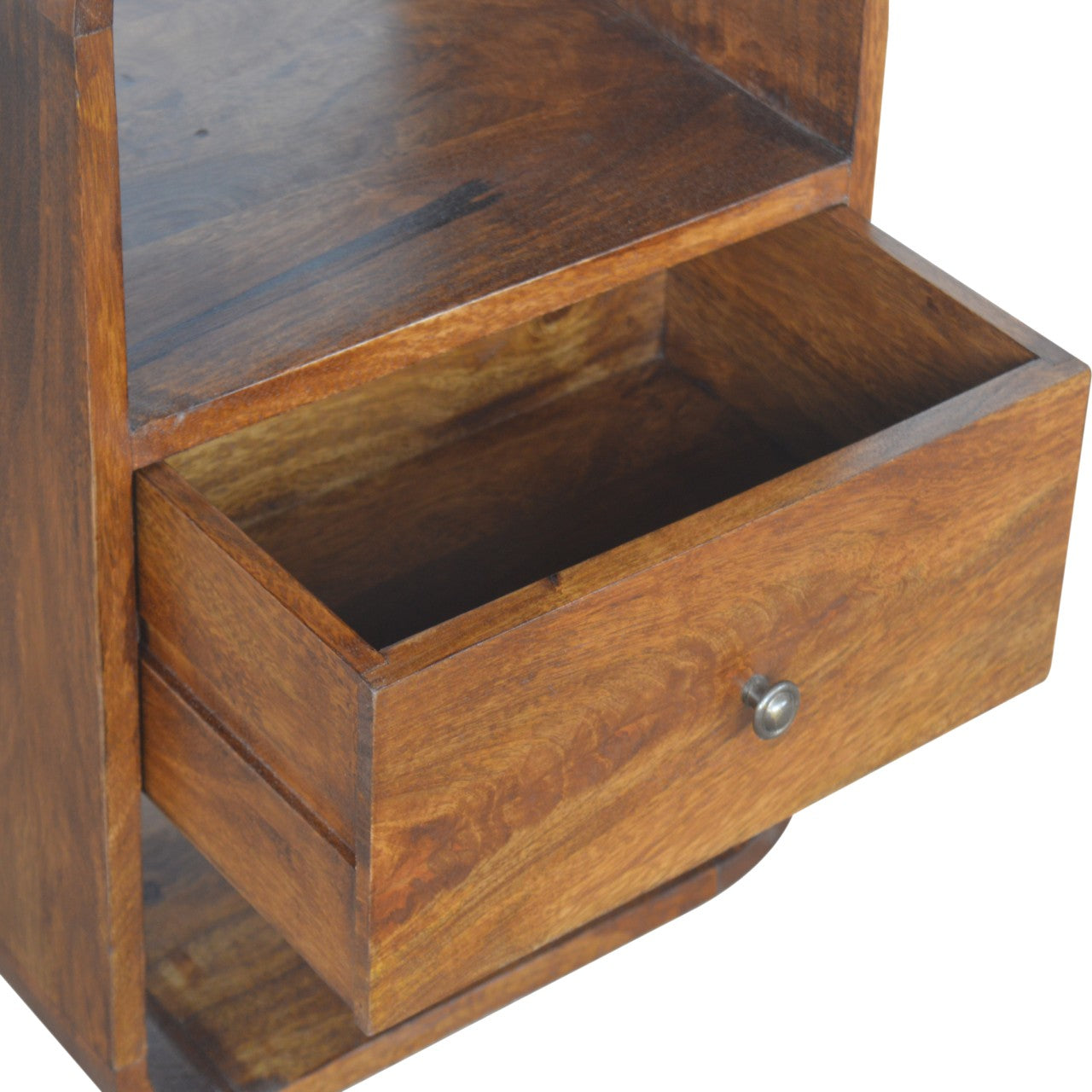 Bologna Chestnut Mango Wood Curve 2 Drawer Bedside Table