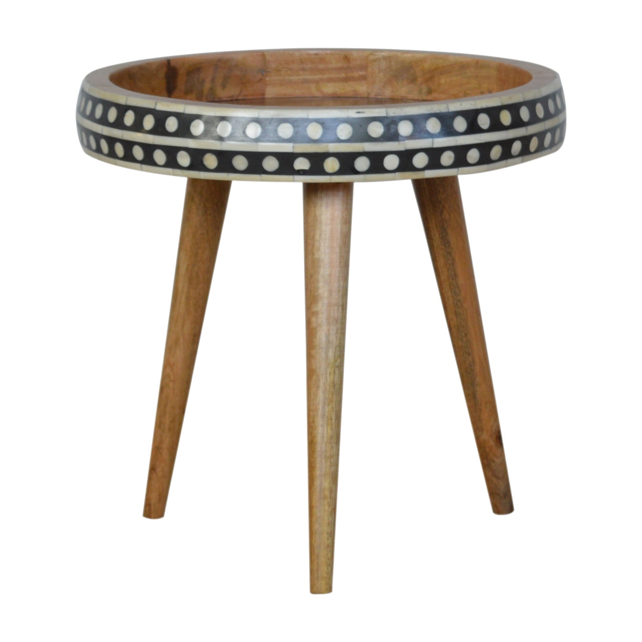 Lecco Small Dotted Mango Wood Tripod End Table