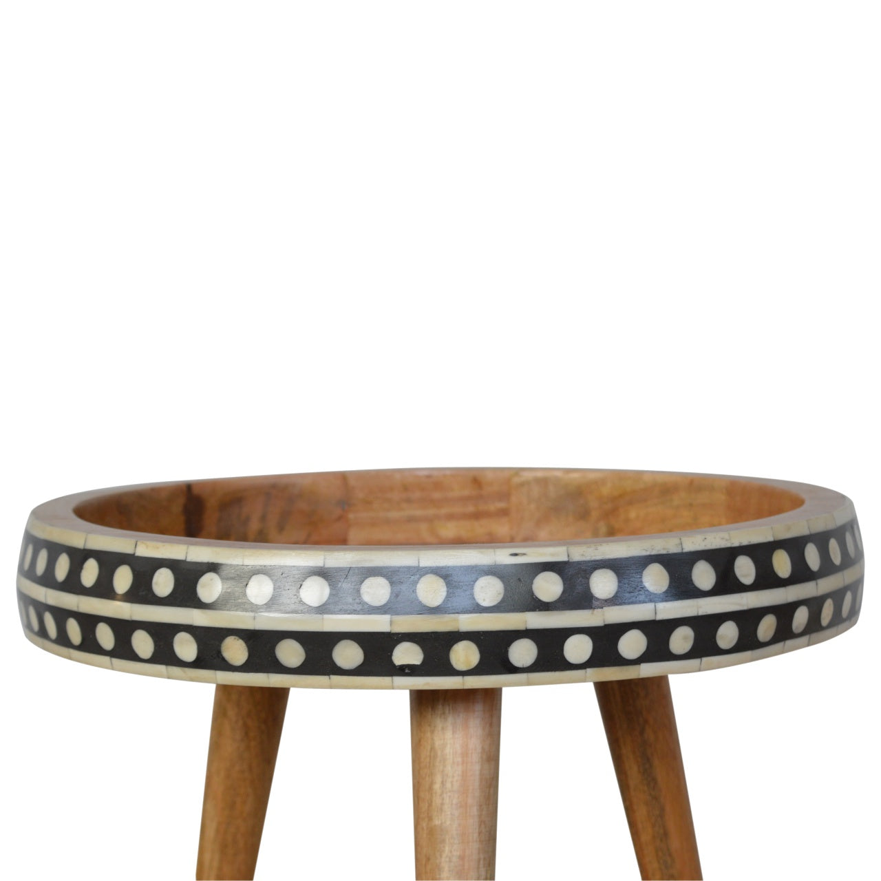 Lecco Small Dotted Mango Wood Tripod End Table