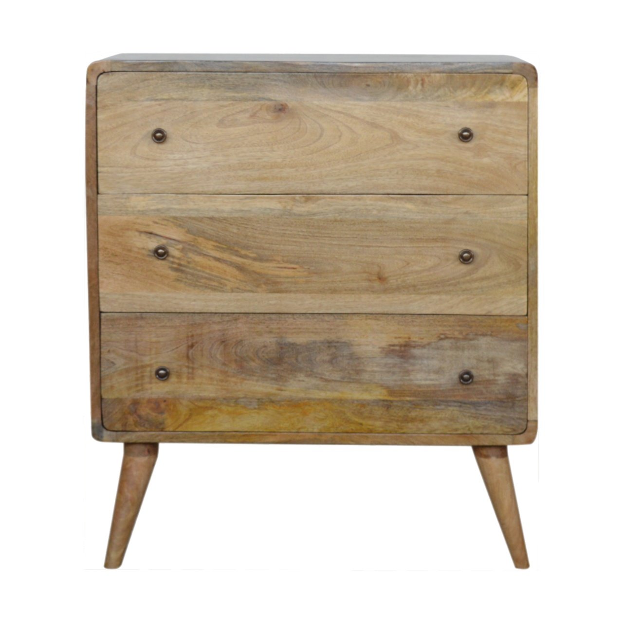 Urbino Curved Oak Mango Wood 3 Drawer Chest