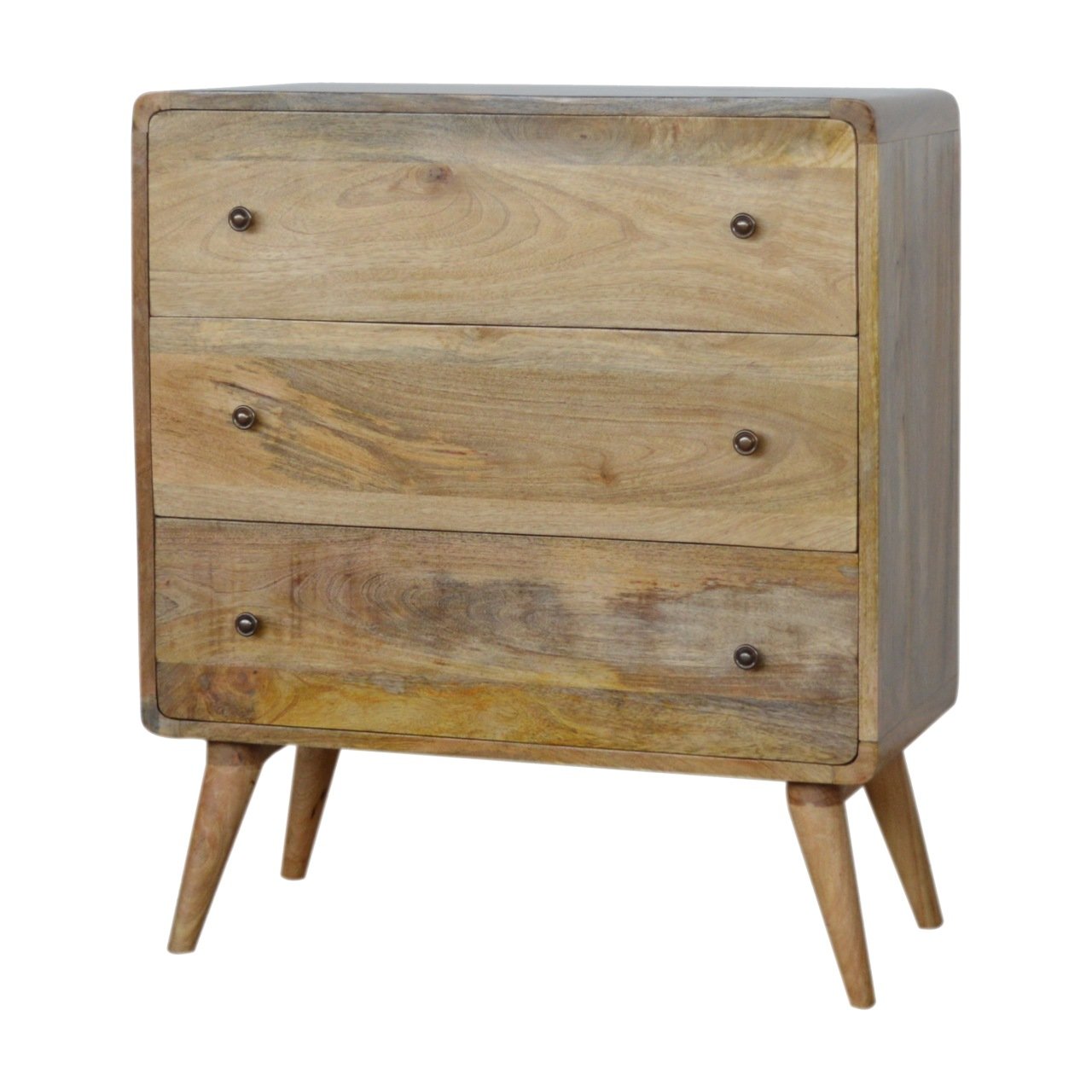 Urbino Curved Oak Mango Wood 3 Drawer Chest