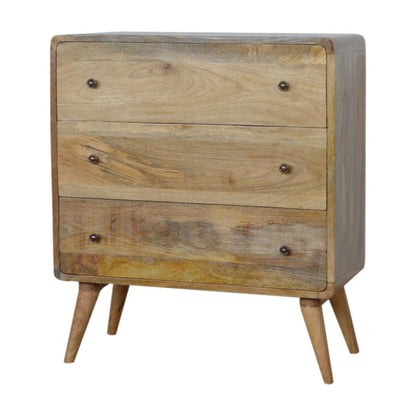Urbino Curved Oak Mango Wood 3 Drawer Chest